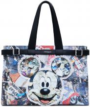 Shoppertasche Desigual Canvas Mickey Collage bunt Fransen
