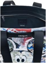 Shoppertasche Desigual Canvas Mickey Collage bunt Fransen