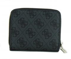 kleine Zipbörse schwarz grau Logoprint Guess Laurel II Coal