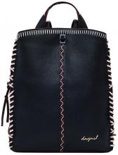 Tagesrucksack Manhattan Desigual schwarz Sumy Pespuntes Ziernähte rot