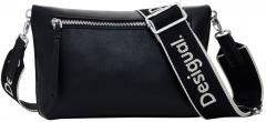 Desigual Trokel Damentasche Logo Überschlag Webband schwarz