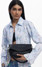 Desigual Trokel Damentasche Logo Überschlag Webband schwarz