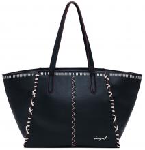 Desigual Shopper Guimar schwarz Manhattan Pespuntes bordeaux Kontrast