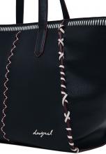 Desigual Shopper Guimar schwarz Manhattan Pespuntes bordeaux Kontrast