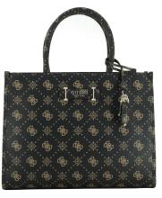 elegante Kurzgrifftasche Satchel Silia Aspresso Logo dunkelbraun