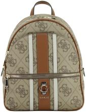 Damenrucksack Guess Erenia Latte Logo Blockstreifen beige 4G Print
