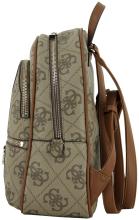 Damenrucksack Guess Erenia Latte Logo Blockstreifen beige 4G Print