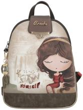 Anekke femininer Damenrucksack beige Glanzgarn Muse dunkelbraun Griechenland