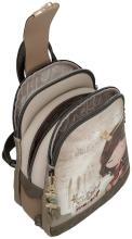 Anekke femininer Damenrucksack beige Glanzgarn Muse dunkelbraun Griechenland