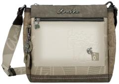 Anekke schmale Handtasche taupe Prägung beige Muse Amphora bestickt