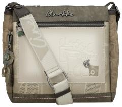 Anekke schmale Handtasche taupe Prägung beige Muse Amphora bestickt