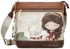 Anekke Muse Beuteltasche Print braun beige bestickt