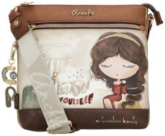 Anekke Muse Beuteltasche Print braun beige bestickt