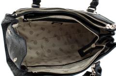 Henkeltasche Society Satchel Guess Cresidia II Dark Taupe Logoprägung