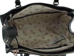 Henkeltasche Society Satchel Guess Cresidia II Dark Taupe Logoprägung