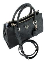 Henkeltasche Society Satchel Guess Cresidia II Dark Taupe Logoprägung