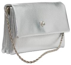 L.Credi Abendtasche dreigeteilt Penina silber elegant Überschlag