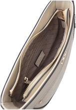 L.Credi halbrunde Handtasche Palmira creme Velours Ziernähte