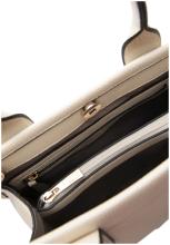 L.Credi kleine Kurzgrifftasche creme Phemia zweigeteilt Narbung