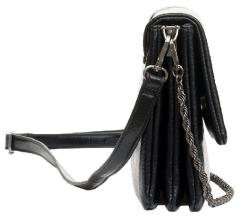 Crossovertasche L.Credi vegan Kettenriemen schwarz Überschlag