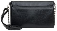 Crossovertasche L.Credi vegan Kettenriemen schwarz Überschlag