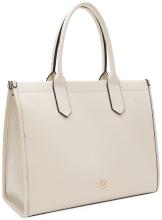 große Handtasche L.Credi zweigeteilt Phemia Kurzgriff creme