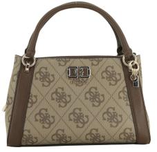 elegante Henkeltasche Guess Karnilla Latte Logo Brown beige braun 4G-Print