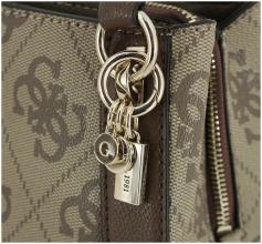 elegante Henkeltasche Guess Karnilla Latte Logo Brown beige braun 4G-Print