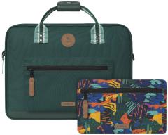 Businesstasche Cabaia Lima dunkelgrün Messenger bunt Wechselpoch nachhaltig