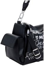 Seshat Habana Desigual Schultertasche schwarz Print weiß Statement negro