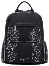 Cityrucksack Desigual schwarz Nieten Chester mini Poker Face filigran