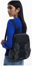 Cityrucksack Desigual schwarz Nieten Chester mini Poker Face filigran