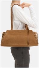 FredsBruder Laced Up Handtasche Rauhleder Beige Tiny Leo Dots