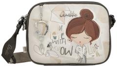 Anekke Schultertasche mit drei Hauptfächern Sophia Beige Glitzer