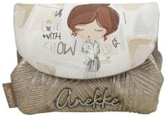 Anekke Münzbörse Kisslock Bügel Sophia Metallic Beige mit Print