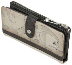 große Geldtasche Anekke Sophia Auralis Metallic grau beige Ziernähte