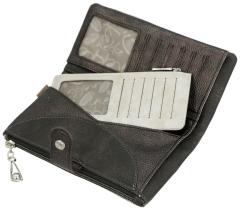 große Geldtasche Anekke Sophia Auralis Metallic grau beige Ziernähte