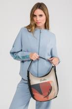 Anekke auffällige Beuteltasche rot Glitzersteine beige Eikon bestickt Muse