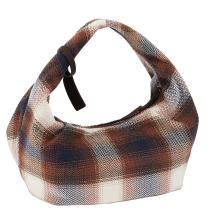 karierte Beuteltasche Stoff Les Visionnaires Greta Chek braun blau