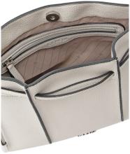 puristische Handtasche L.Credi Kontrastdetails hellgrau Zugbänder Rahmi