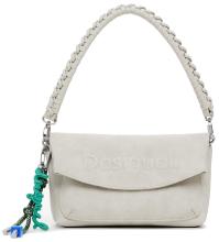 Desigual hellgraue Damentasche Trokel Überschlag Logo Piedra