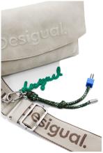 Desigual hellgraue Damentasche Trokel Überschlag Logo Piedra