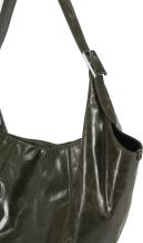 große Beuteltasche dunkelgrün glänzend Les Visionnaires Amelie Crinkle Finch