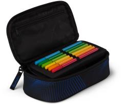 Satch Stiftepennal schwarz blau grafischer Print Seismic Blue 