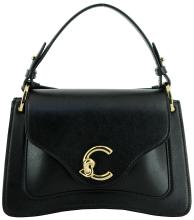 Coccinelle kompakte Überschlagtasche Noir C-Me Calf schwarz Small