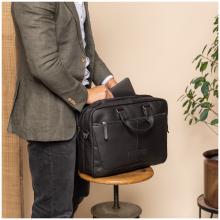 Businesstasche schwarz The Chesterfield Brand Seth Black gewachstes Leder