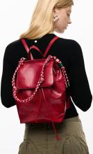 Desigual auffälliger Tagesrucksack Luena rot Flechtdetail