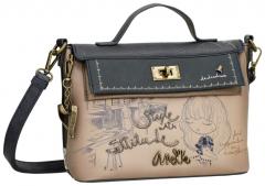 Kurzgrifftasche Überschlagt blau beige Anekke Mademoiselle Studio