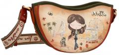 Anekke Halbmond Crossovertasche Peace & Love Camel