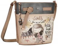 Anekke Beuteltasche Hollywood Sterne Glitzersteine beige metallic